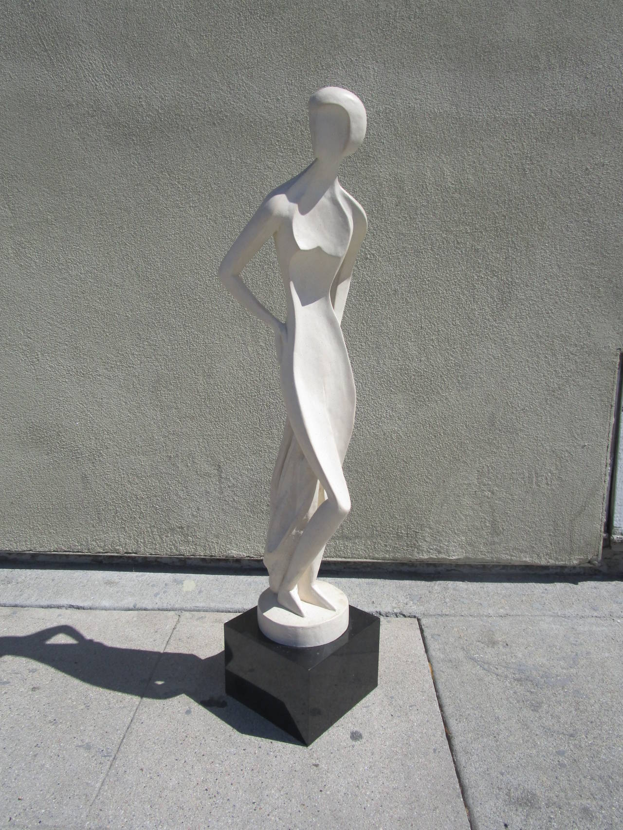 Plaster Nude Contrapposto Sculpture Signed 