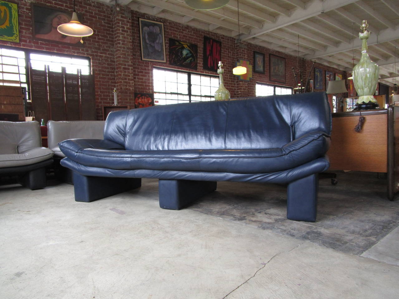 navy leather sofa