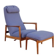 Teak Recliner and ottoman by DUX