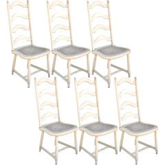 Antique Set of 6 Ladder Back French Provincial Dining Chairs