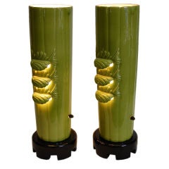 Hollywood Regency Sophisticated Pair of Ceramic Torchiere