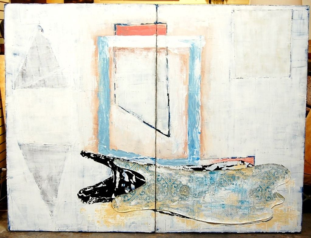 Large Diptych Mixed Media Painting by Lisa Adams
