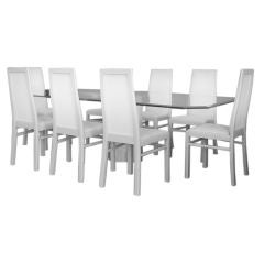 American Travertine Base Dining Table and Eight Chairs