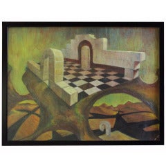 Surrealist Landscape Oil on Board