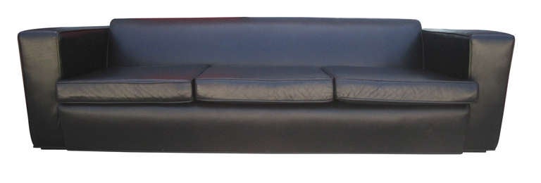 Paul Frankl style leather speed sofa in its original leather which was faded and has been reconditioned.
