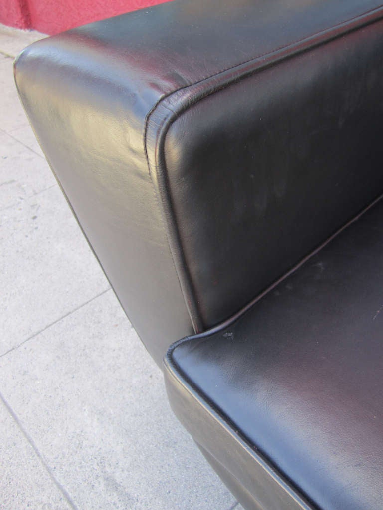 Aerodynamic Black Leather Sofa in the Style of Paul Frankl 2