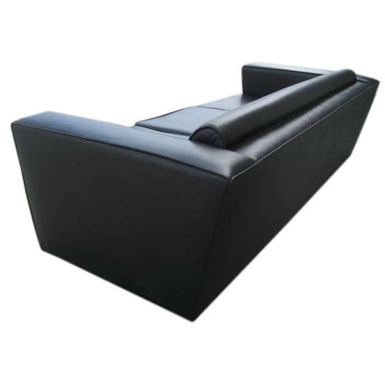 Aerodynamic Black Leather Sofa in the Style of Paul Frankl In Excellent Condition In Pasadena, CA