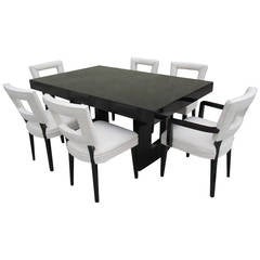 Black Lacquer Dining Set in the Manner of William Haines