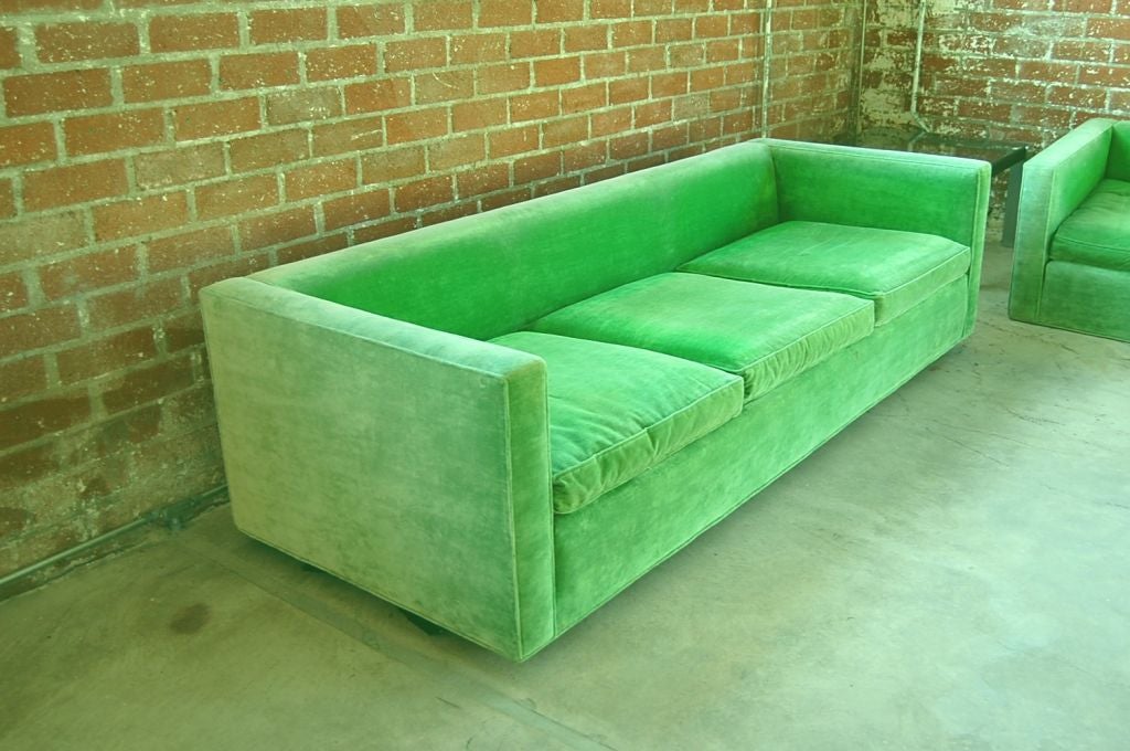 Late 20th Century A Pair of Minimal Three Seat Sofa by Milo Baughman