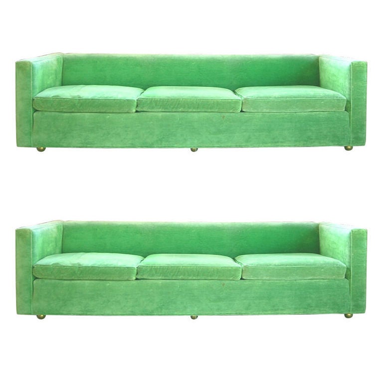 A Pair of Minimal Three Seat Sofa by Milo Baughman
