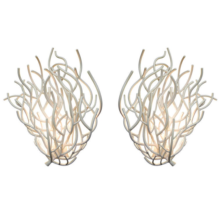 A Pair of White Coral Sconces