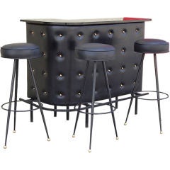 Dry Bar and 3 Matching Stools by Jacques Adnet