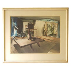 Mid-Century Original Watercolor signed T. Thompson
