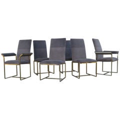 Set of 6  Brass Dining Chairs  designed by Milo Baughman
