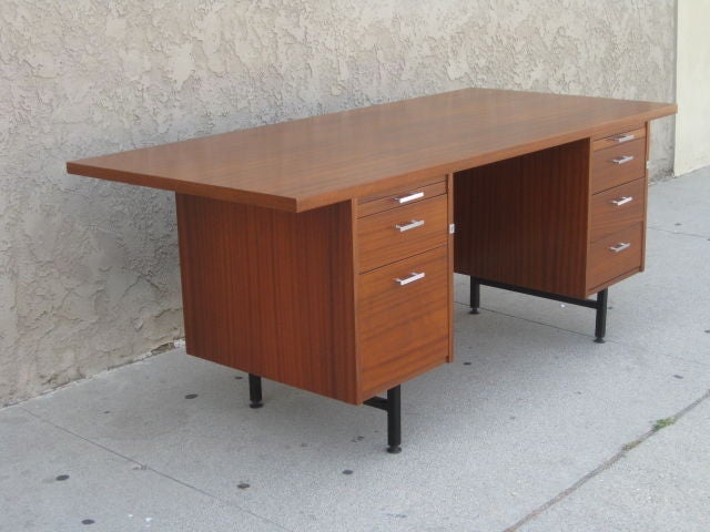 French Mid-Century Cantilever Mahogany Executive Desk