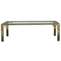 Asian Inspired Brass Coffee Table by Mastercraft