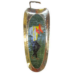 Handmade Mosaic Tray in Glass, Tile and Brass by Salvador Teran 5