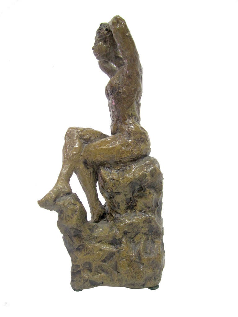 American Ceramic Sculpture of a Bathing Female by Hendrick Grise