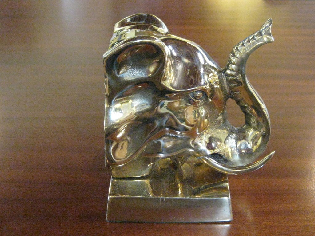 Mid-20th Century Mid-Century Elephant Head Brass Book Ends