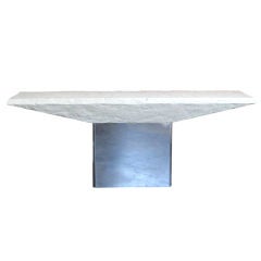 1970s   Faux  Stone and Chrome  Console