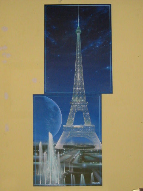 French "The Eiffel Tower" Original Diptych Painting on Canvas