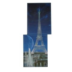 French "The Eiffel Tower" Original Diptych Painting on Canvas