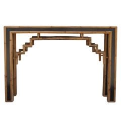 Bamboo and Black Formica Console