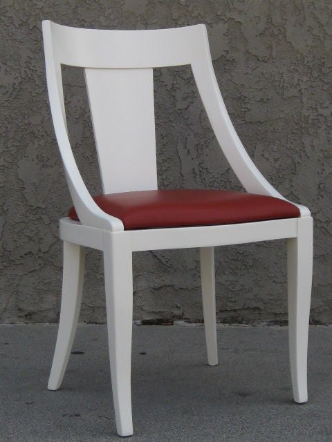 Mid-Century Modern Set of Eight White Lacquer Gondola  Chairs by Pietro Costantini