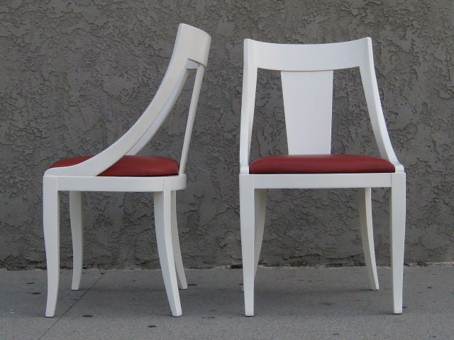 American Set of Eight White Lacquer Gondola  Chairs by Pietro Costantini