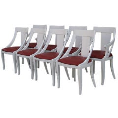 Set of Eight White Lacquer Gondola  Chairs by Pietro Costantini