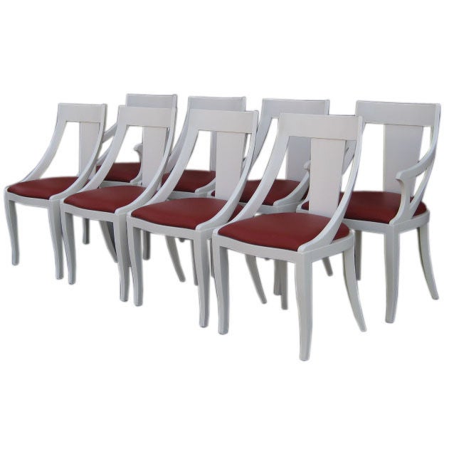 Set of Eight White Lacquer Gondola  Chairs by Pietro Costantini