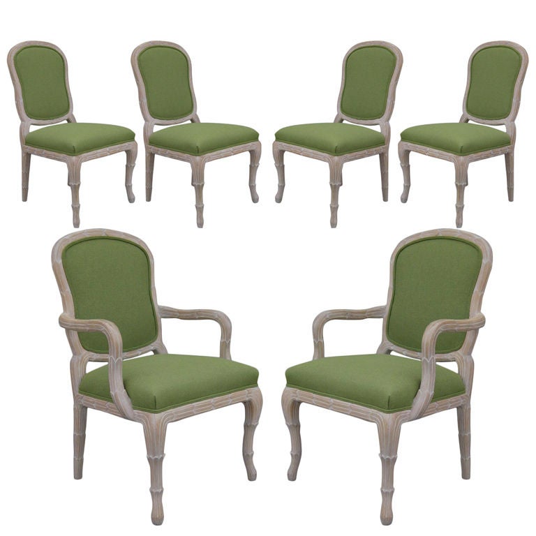 A Set of 4 Dining and 2 Captain Chairs in the Louis XV Style