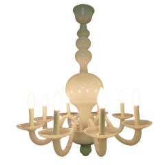 Murano Chandelier in White Milk Glass