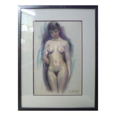 Encantador pastel francés de mediados de siglo de un desnudo de Albert Genta