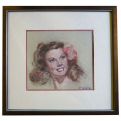 Mid-Century French Glamorous Portrait of a Young Woman by Albert Genta 5