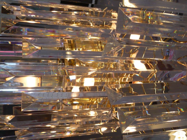 Brass Glistening Lucite Chandelier