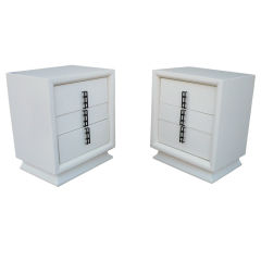 Pair of White Lacquer Nightstands