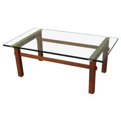 Architectural Walnut Coffee Table by Mastercraft Architectural Walnut Coffee Table by Mastercraft
