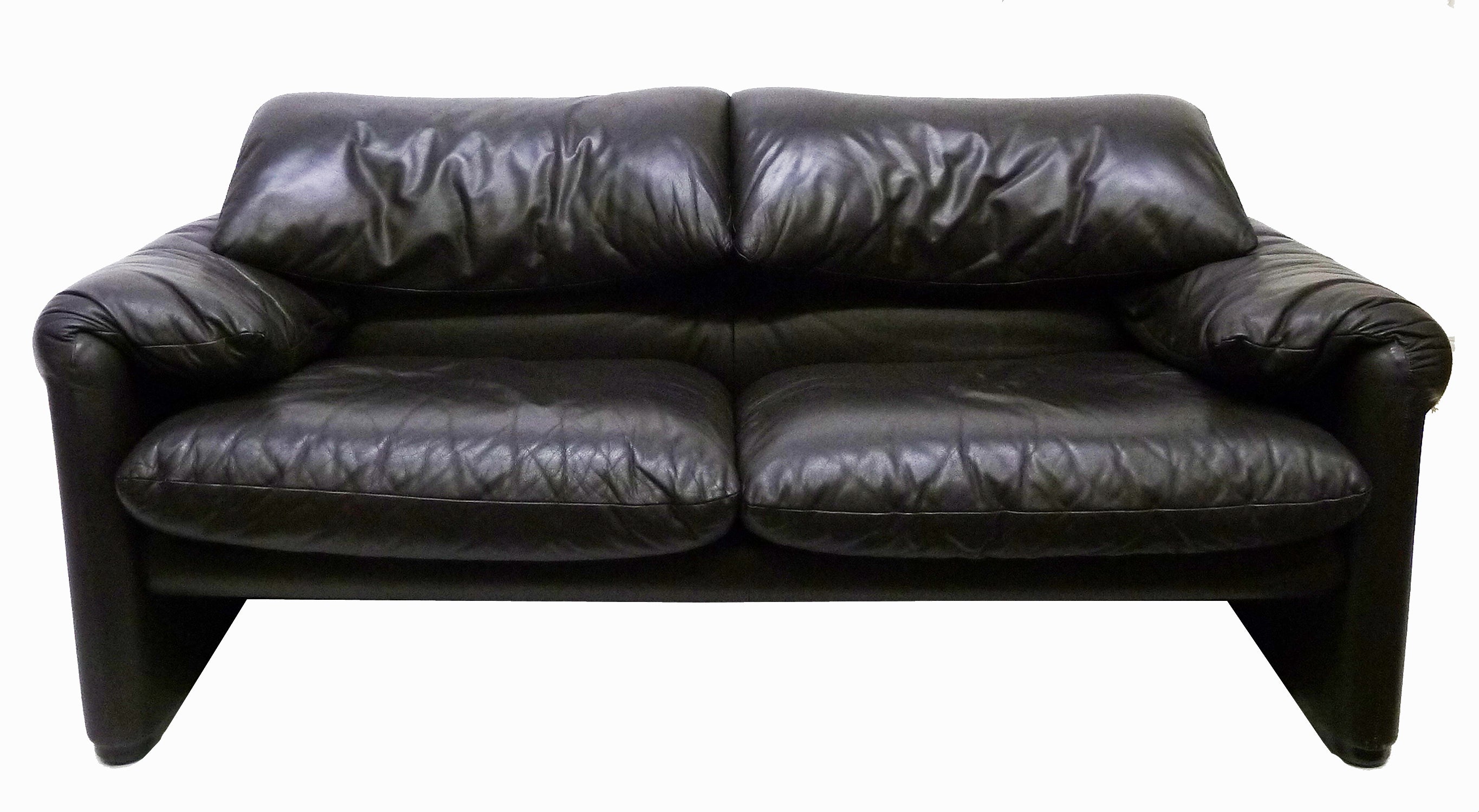 Adjustable Leather "Maralunga" Loveseat by Vico Magistretti for Cassina