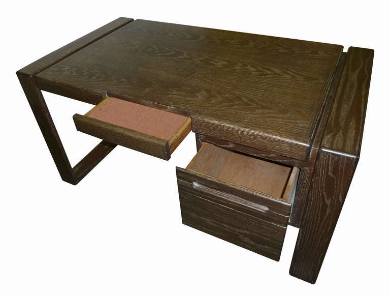 Late 20th Century Lou Hodges Craftsman Desk in Cerused Oak