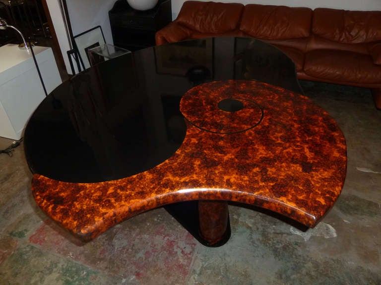 Wood Memphis Style Nautilus Themed Dining or Center Table 