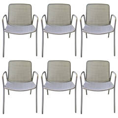 Set of Six Mesh Aluminum  Chairs