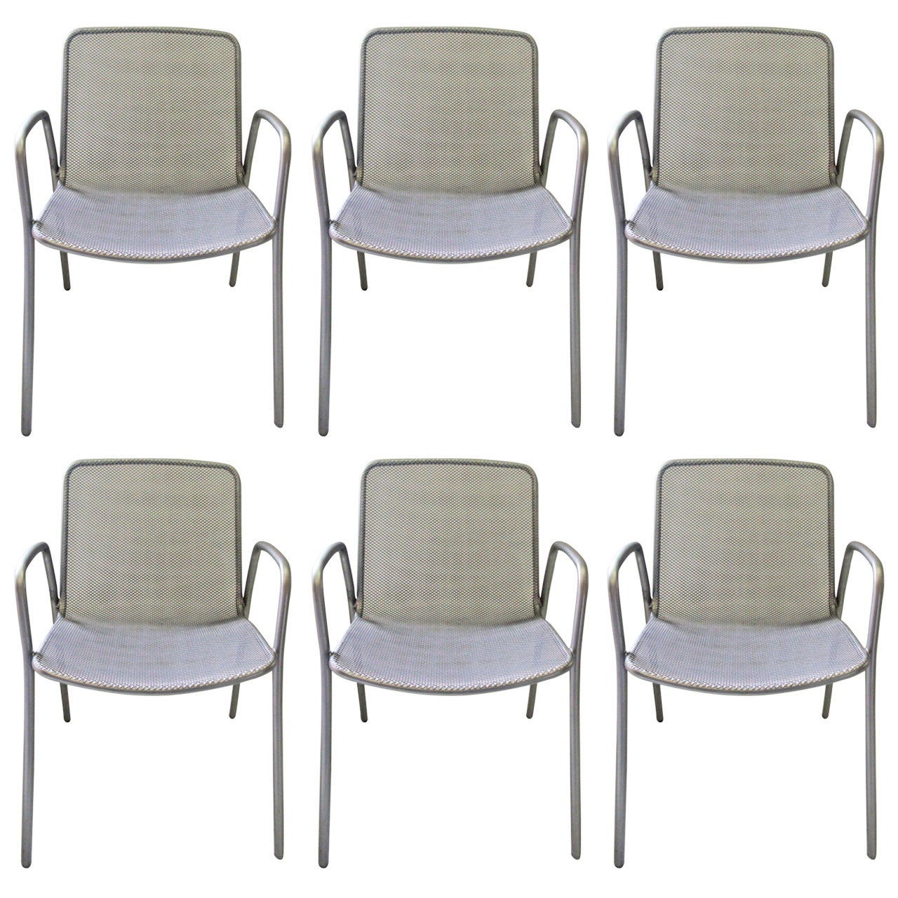 Set of Six Mesh Aluminum  Chairs