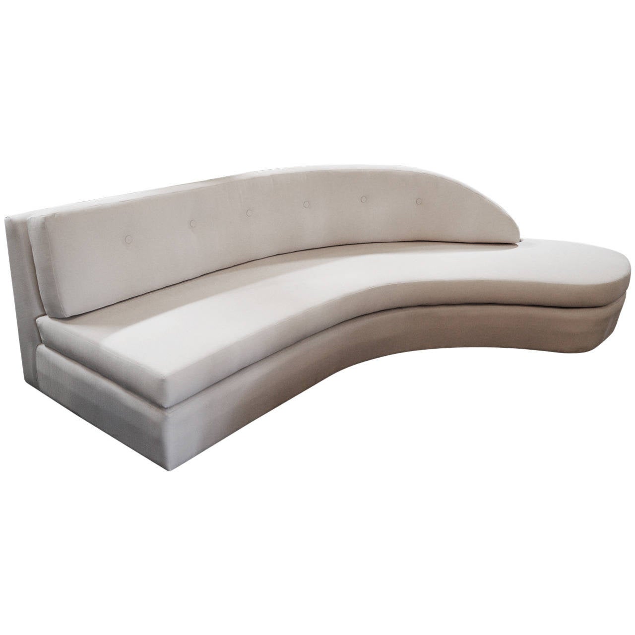 Sleek Shape White Fabric Sofa in the Style of Vladimir Kagan