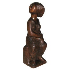 Simple and Naive Wood Sculpture signed D. Robbins