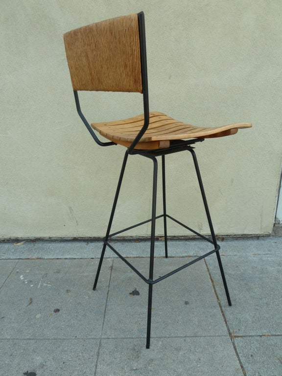Mid-20th Century A Pair of Swivel Bar Stools by Arthur Umanoff