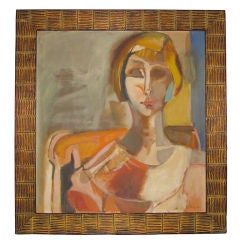 Cubist Portrait of a Young Girl signed Elaine
