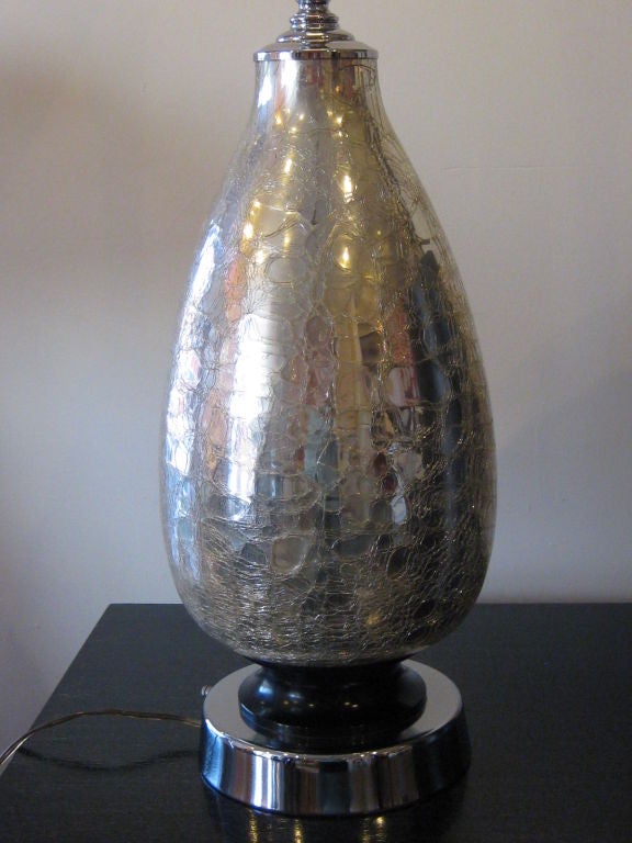 Mid-Century Modern Mid-Century Crakled Mercury Glass Table Lamp