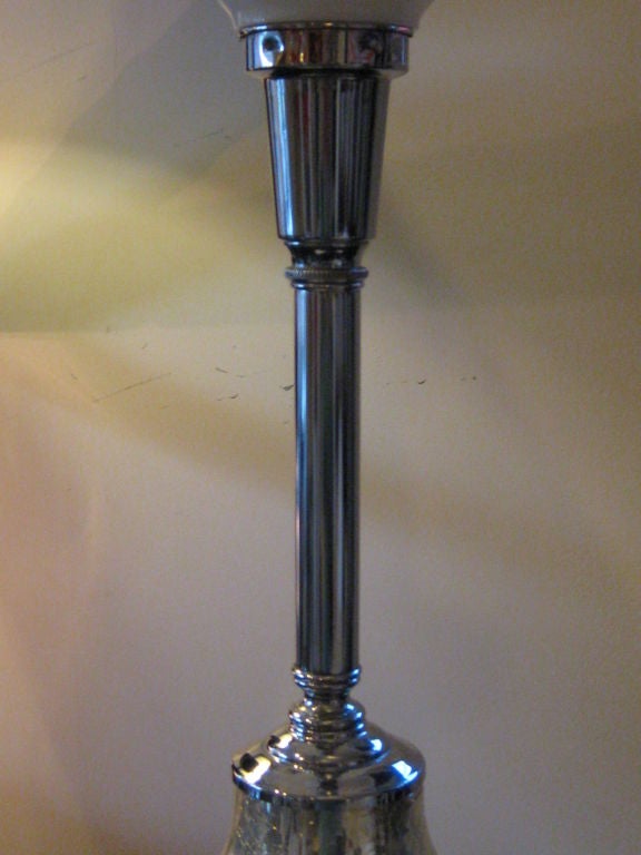 Chrome Mid-Century Crakled Mercury Glass Table Lamp
