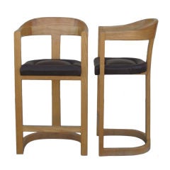 "Onassis" Style Barstools in the Manner of Karl Springer, Pair